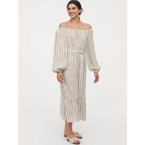 h&m tie off the shoulder dress